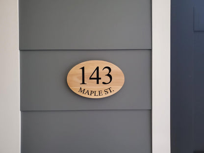 House Number Address Plaque, Curved Street Name Sign, Home Exterior Solid Wood, Carved Mahogany Cedar Or Cypress, Outside Wooden Engraving