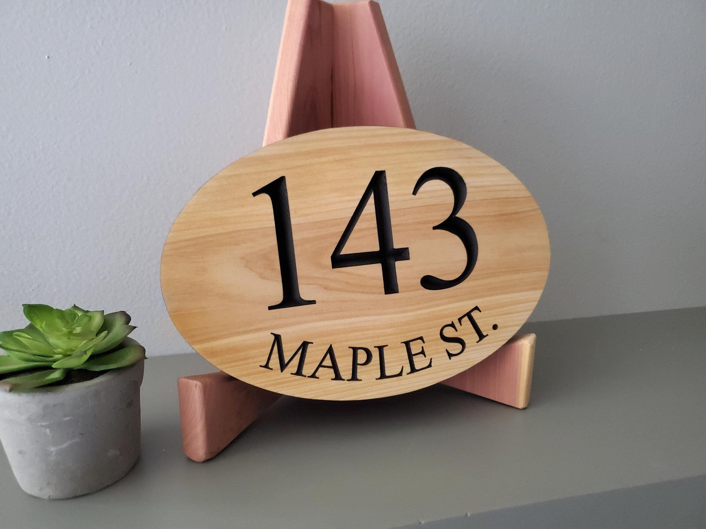 House Number Address Plaque, Curved Street Name Sign, Home Exterior Solid Wood, Carved Mahogany Cedar Or Cypress, Outside Wooden Engraving