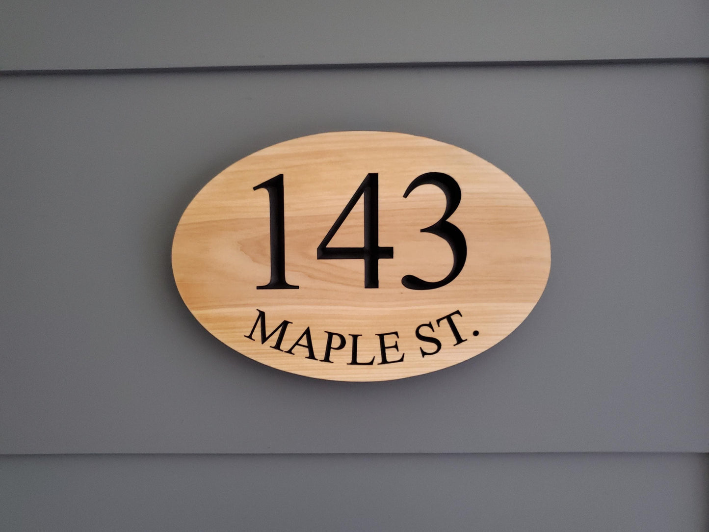 House Number Address Plaque, Curved Street Name Sign, Home Exterior Solid Wood, Carved Mahogany Cedar Or Cypress, Outside Wooden Engraving