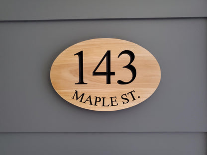 House Number Address Plaque, Curved Street Name Sign, Home Exterior Solid Wood, Carved Mahogany Cedar Or Cypress, Outside Wooden Engraving