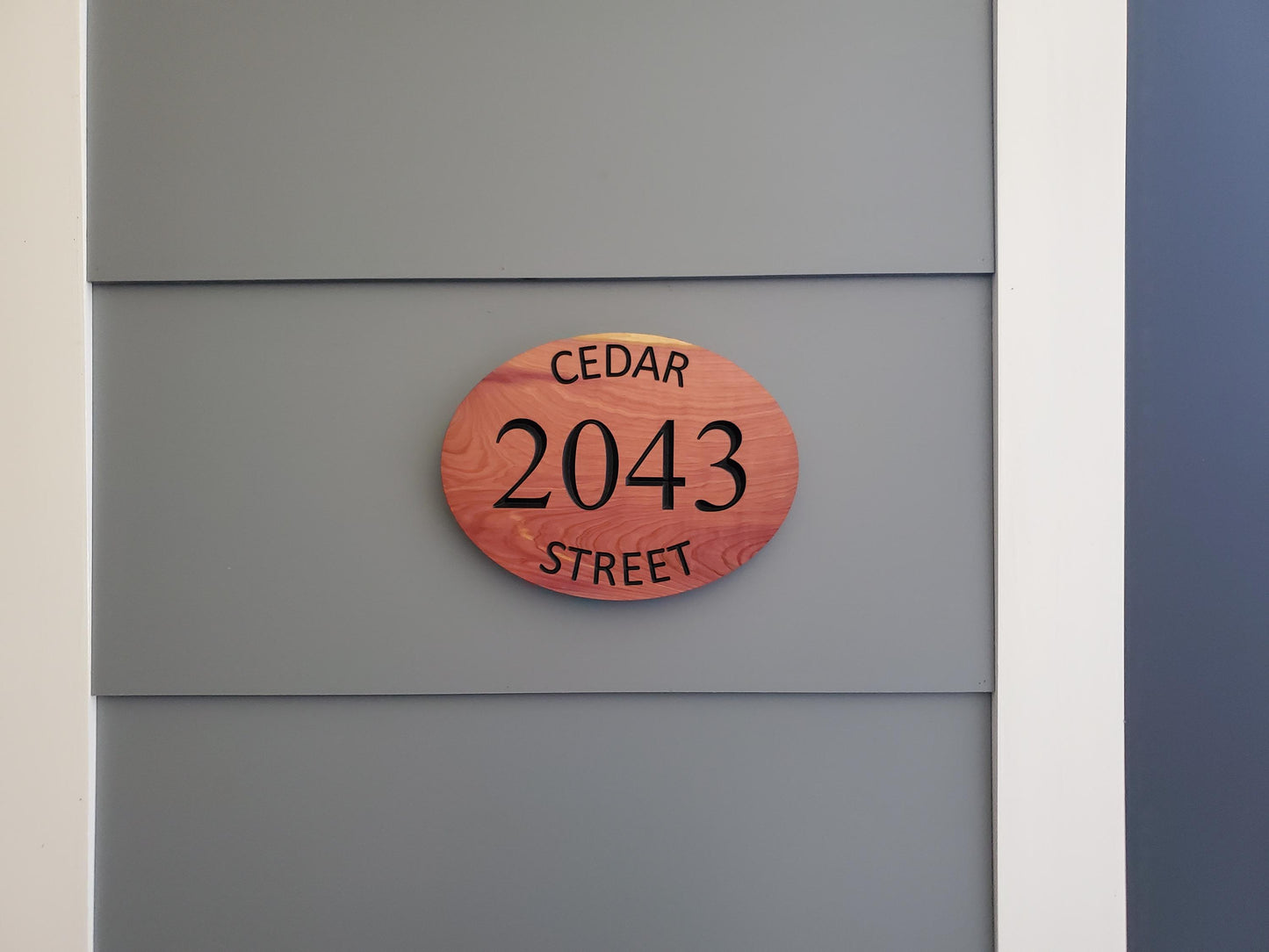 Custom House Address Plaque, Curved Street Number Sign, Wooden Home Street Address Sign, Carved Exterior Wood, Outside Wooden Street Name