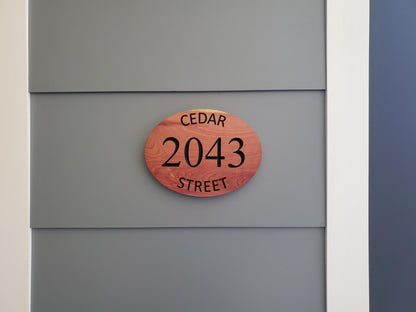 Custom House Address Plaque, Curved Street Number Sign, Wooden Home Street Address Sign, Carved Exterior Wood, Outside Wooden Street Name
