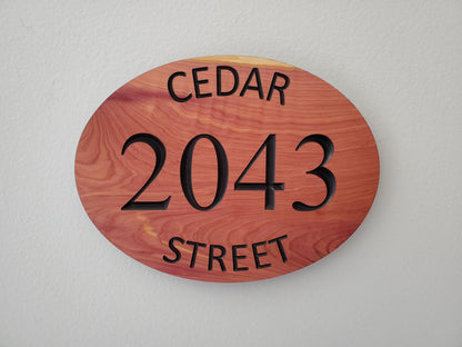 Custom House Address Plaque, Curved Street Number Sign, Wooden Home Street Address Sign, Carved Exterior Wood, Outside Wooden Street Name