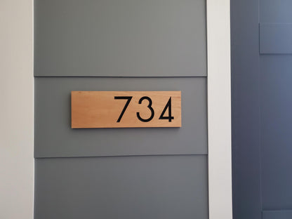 House Street Number Plaque, Custom Modern Off Center Home Sign, Carved Wood, Personalized Home Address Numbers, Condo Business Numbers Sign