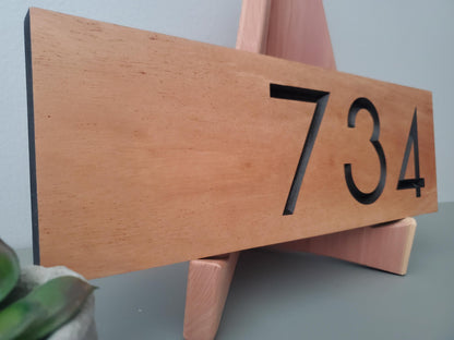 House Street Number Plaque, Custom Modern Off Center Home Sign, Carved Wood, Personalized Home Address Numbers, Condo Business Numbers Sign