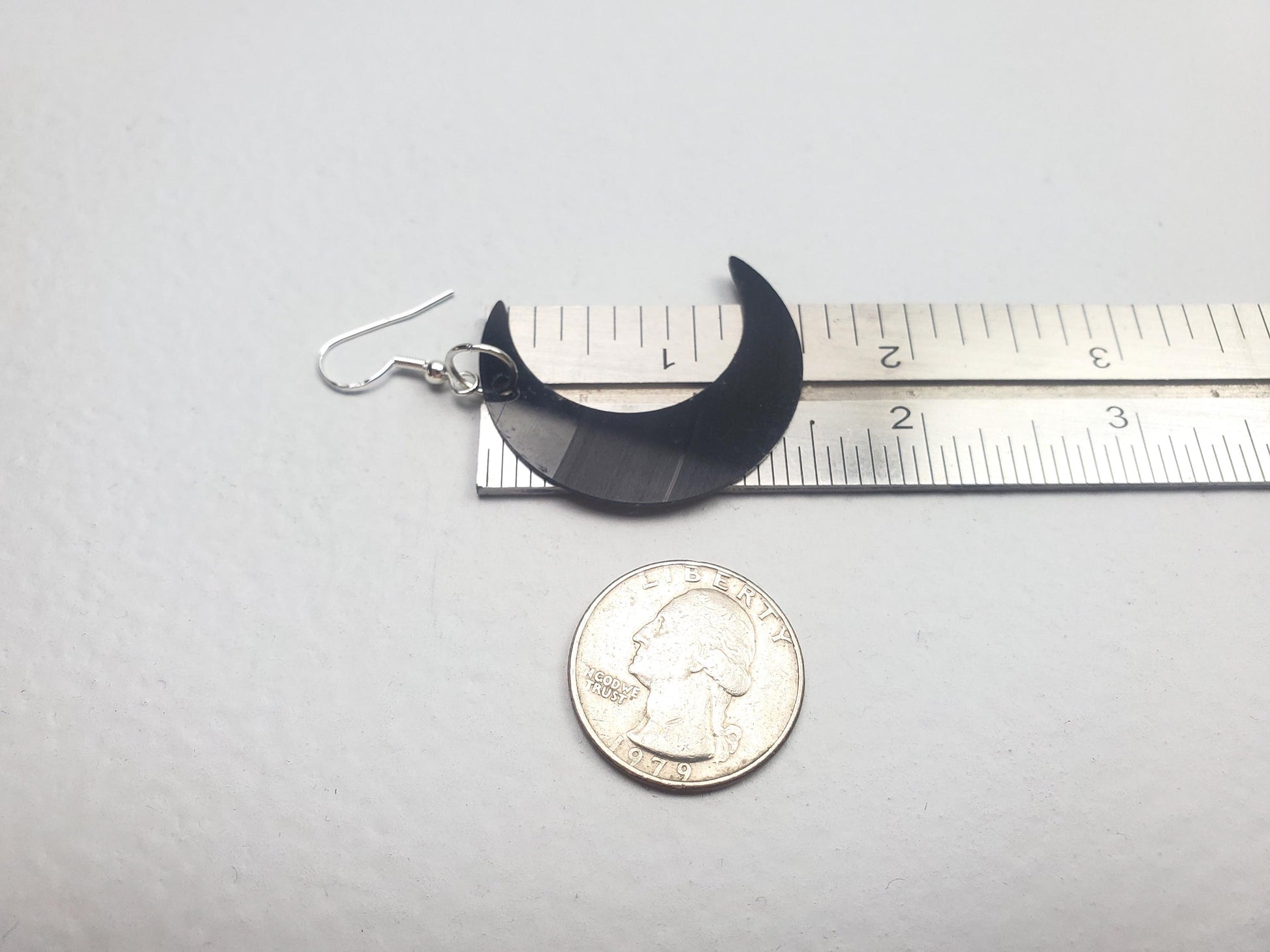 Repurposed Crescent Moon Earrings Made From Upcycled Vinyl Records, Lunar Celestial Fashion Jewelry Moon Sillouette, Moon Shape Dangle