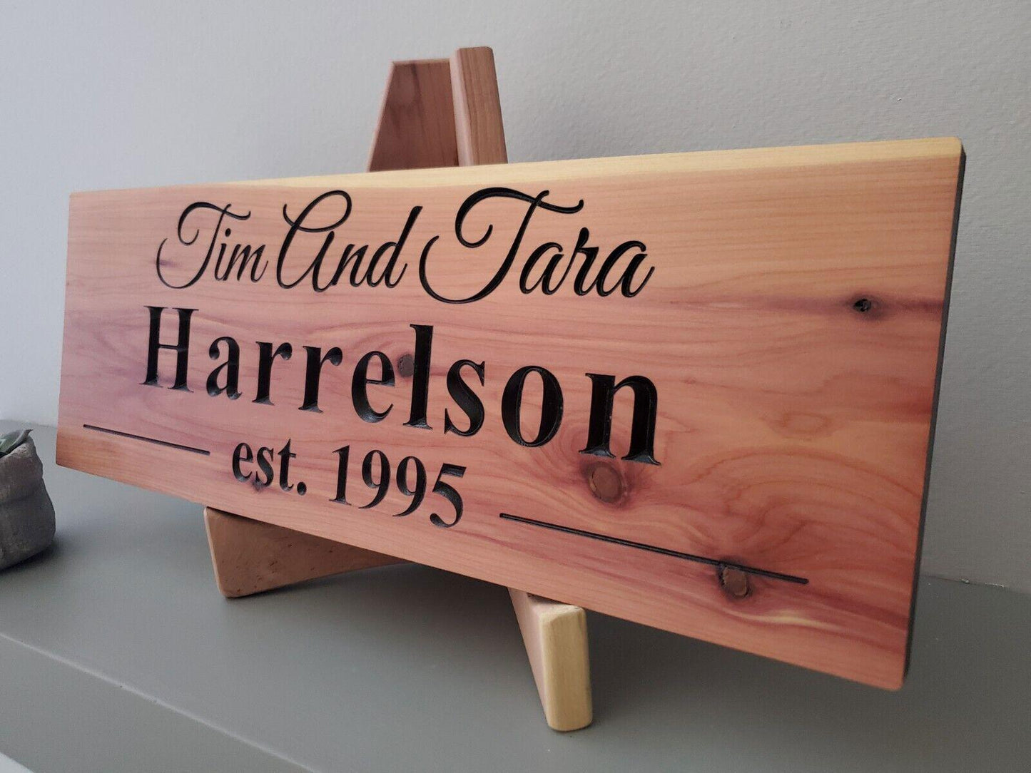 Personalized Couples Established Date Sign, Custom Carved Wood Family Last Name Plaque, Wedding Anniversary Gift, Housewarming Gift, Wife