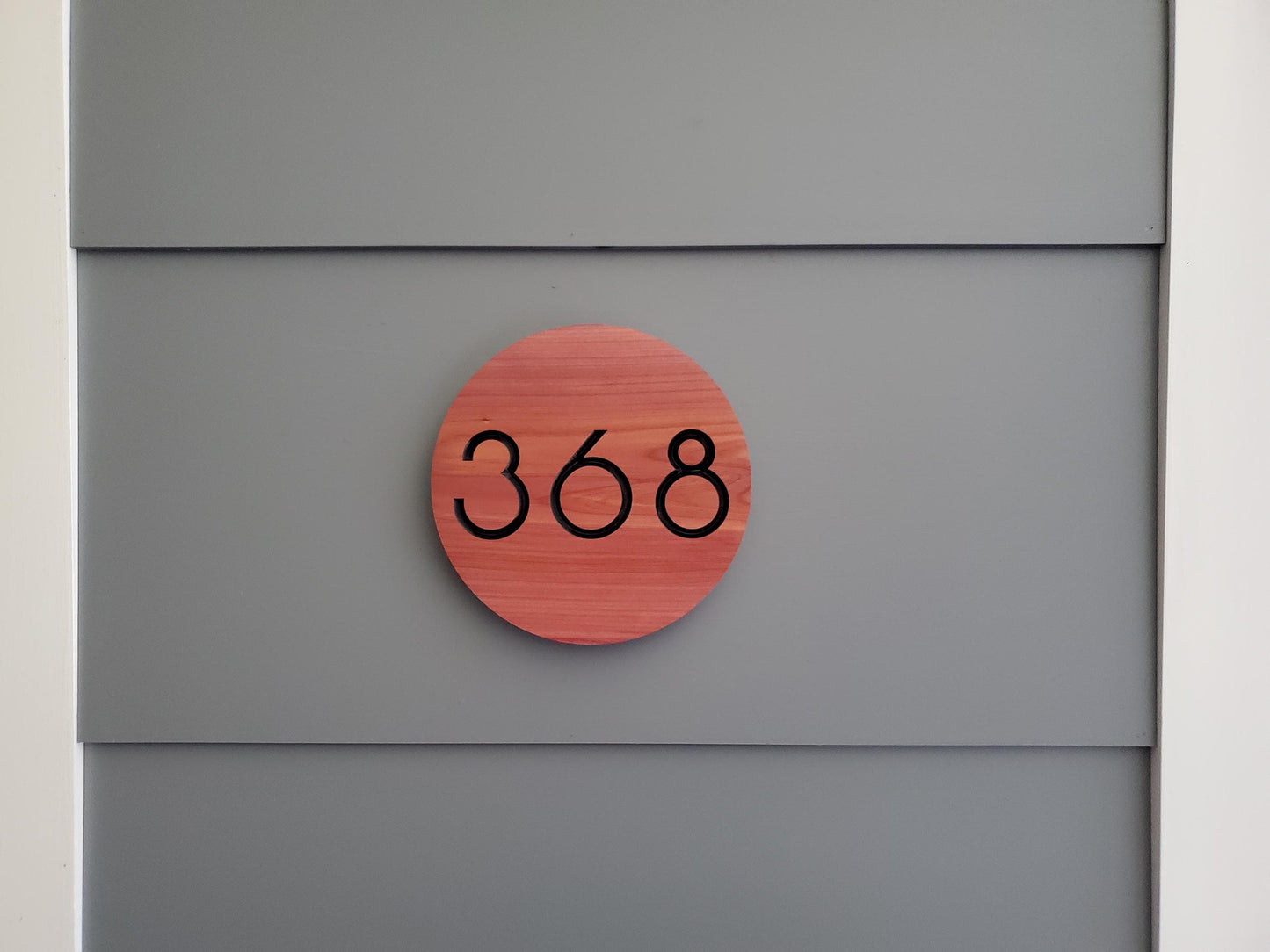 Custom Carved Round House Street Number Plaque, Modern Home Address Sign, Wood Personalized House Address Numbers, Condo Business Easy Mount