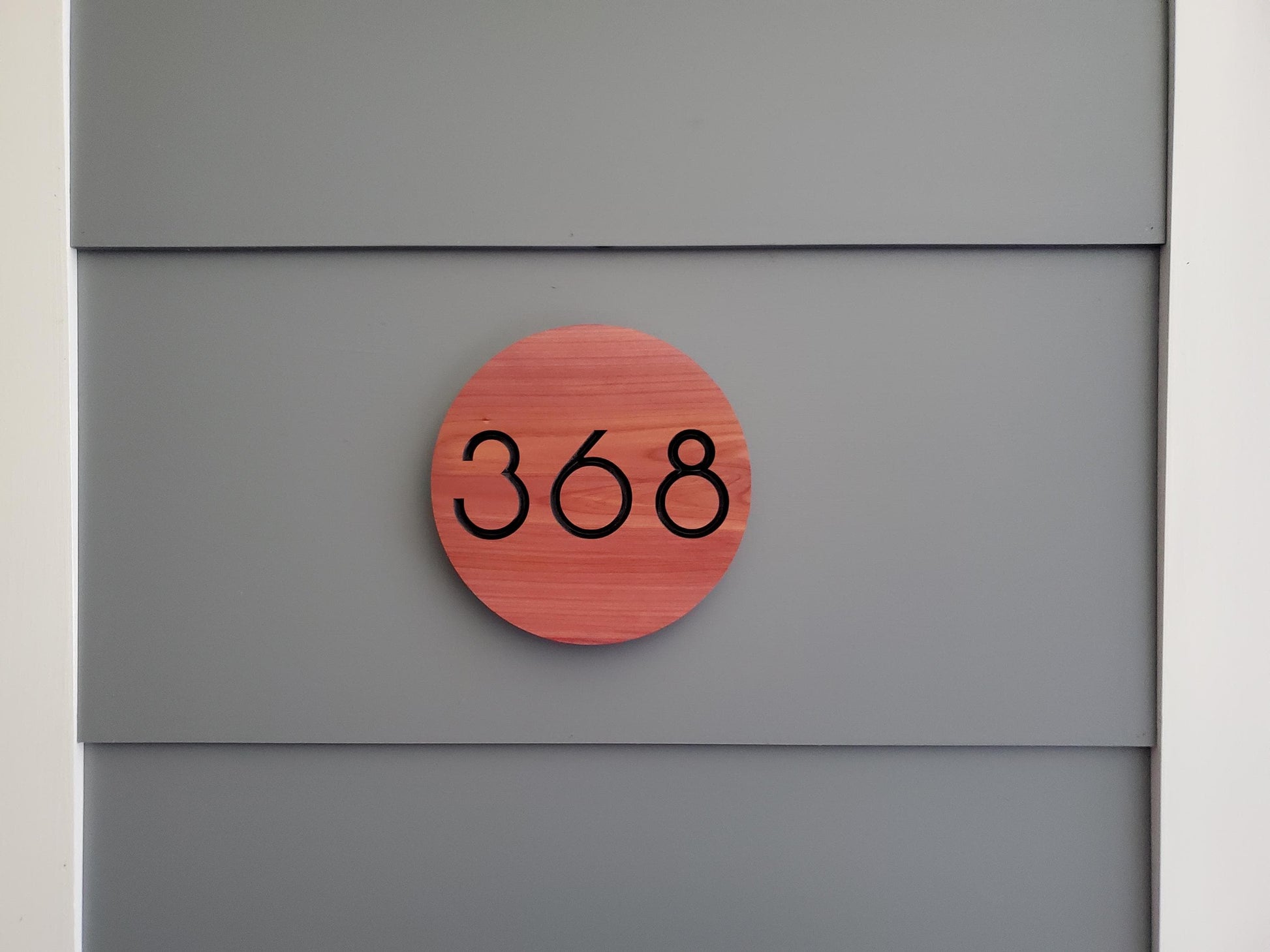 Custom Carved Round House Street Number Plaque, Modern Home Address Sign, Wood Personalized House Address Numbers, Condo Business Easy Mount