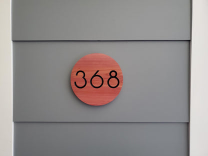 Custom Carved Round House Street Number Plaque, Modern Home Address Sign, Wood Personalized House Address Numbers, Condo Business Easy Mount
