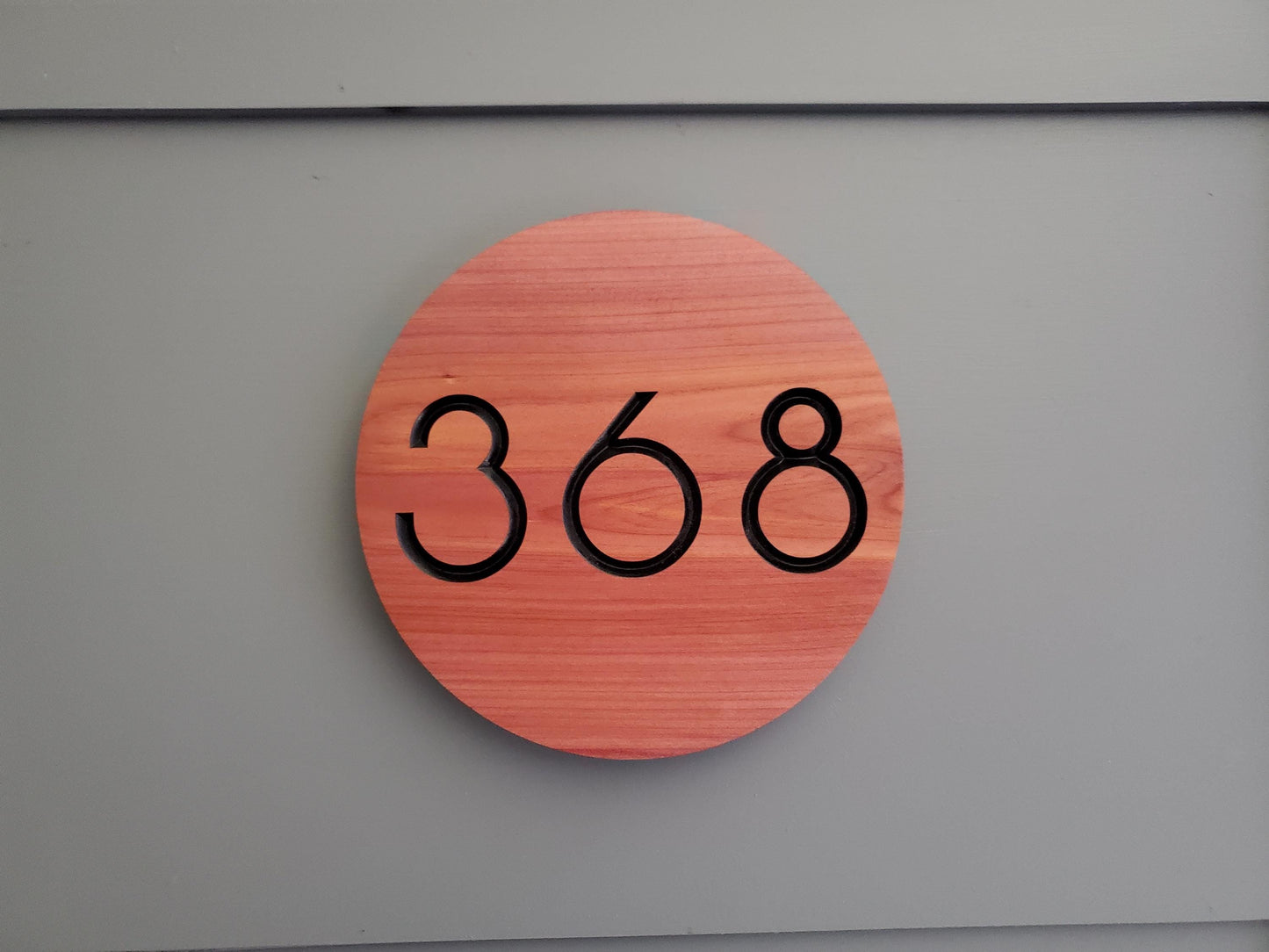 Custom Carved Round House Street Number Plaque, Modern Home Address Sign, Wood Personalized House Address Numbers, Condo Business Easy Mount