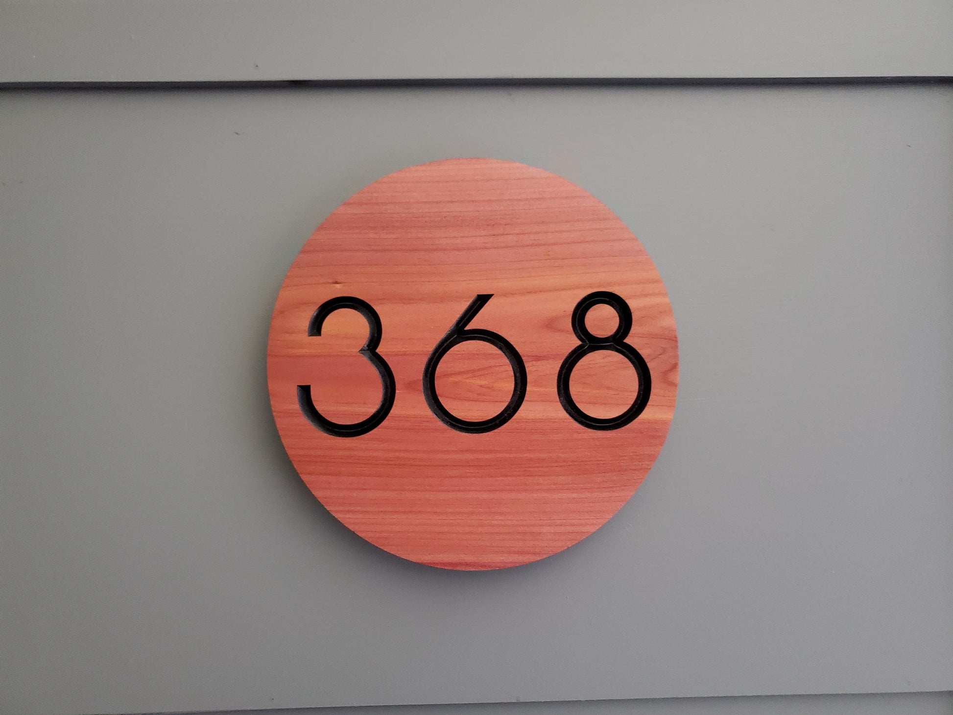 Custom Carved Round House Street Number Plaque, Modern Home Address Sign, Wood Personalized House Address Numbers, Condo Business Easy Mount