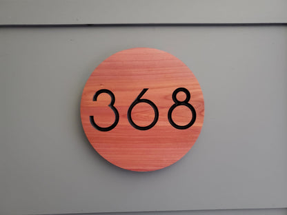 Custom Carved Round House Street Number Plaque, Modern Home Address Sign, Wood Personalized House Address Numbers, Condo Business Easy Mount