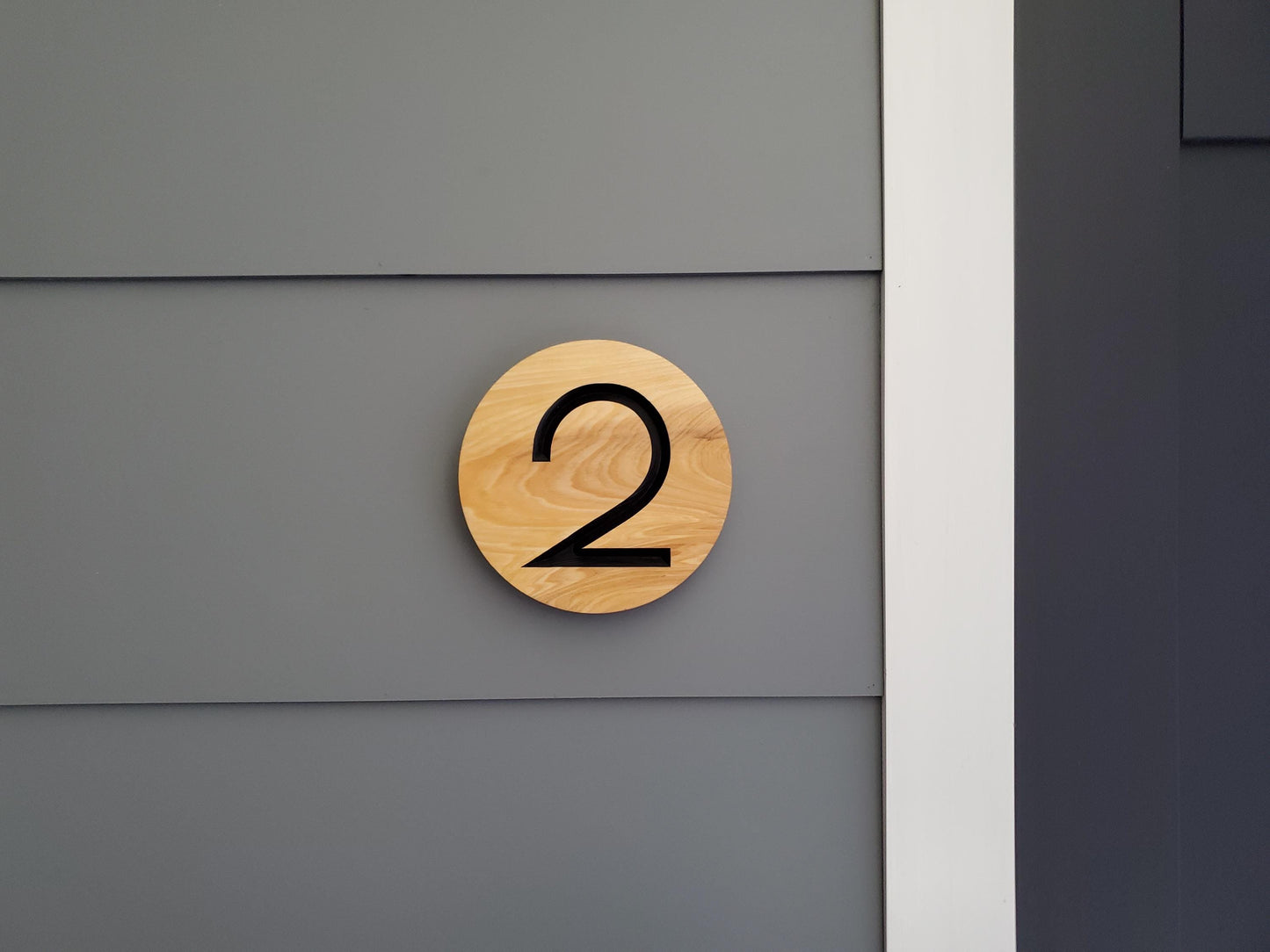 Custom Round House Number Plaques, Modern Home Carved Wood Street Address Sign, Personalized House Address, Mid Century Modern Style, Condo