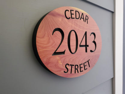 Custom House Address Plaque, Curved Street Number Sign, Wooden Home Street Address Sign, Carved Exterior Wood, Outside Wooden Street Name