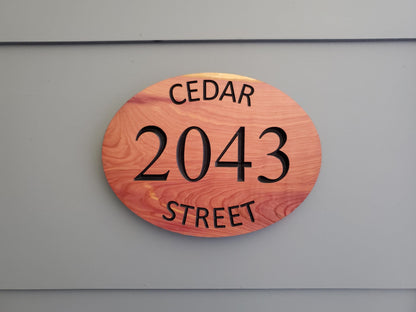 Custom House Address Plaque, Curved Street Number Sign, Wooden Home Street Address Sign, Carved Exterior Wood, Outside Wooden Street Name