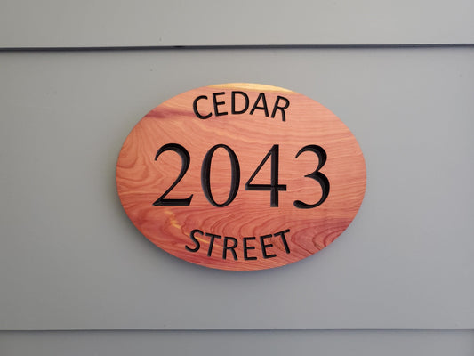 Custom House Address Plaque, Curved Street Number Sign, Wooden Home Street Address Sign, Carved Exterior Wood, Outside Wooden Street Name
