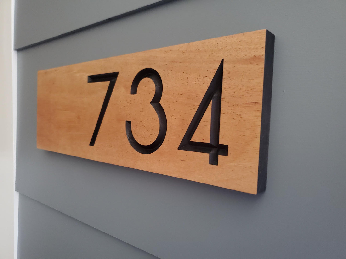 House Street Number Plaque, Custom Modern Off Center Home Sign, Carved Wood, Personalized Home Address Numbers, Condo Business Numbers Sign