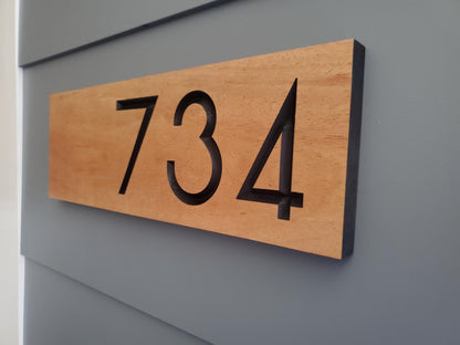 House Street Number Plaque, Custom Modern Off Center Home Sign, Carved Wood, Personalized Home Address Numbers, Condo Business Numbers Sign
