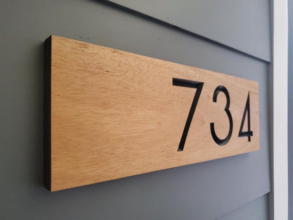 House Street Number Plaque, Custom Modern Off Center Home Sign, Carved Wood, Personalized Home Address Numbers, Condo Business Numbers Sign