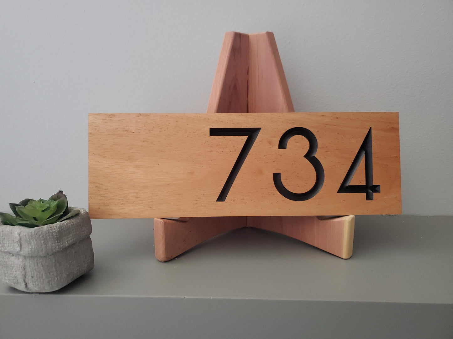 House Street Number Plaque, Custom Modern Off Center Home Sign, Carved Wood, Personalized Home Address Numbers, Condo Business Numbers Sign