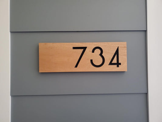 House Street Number Plaque, Custom Modern Off Center Home Sign, Carved Wood, Personalized Home Address Numbers, Condo Business Numbers Sign