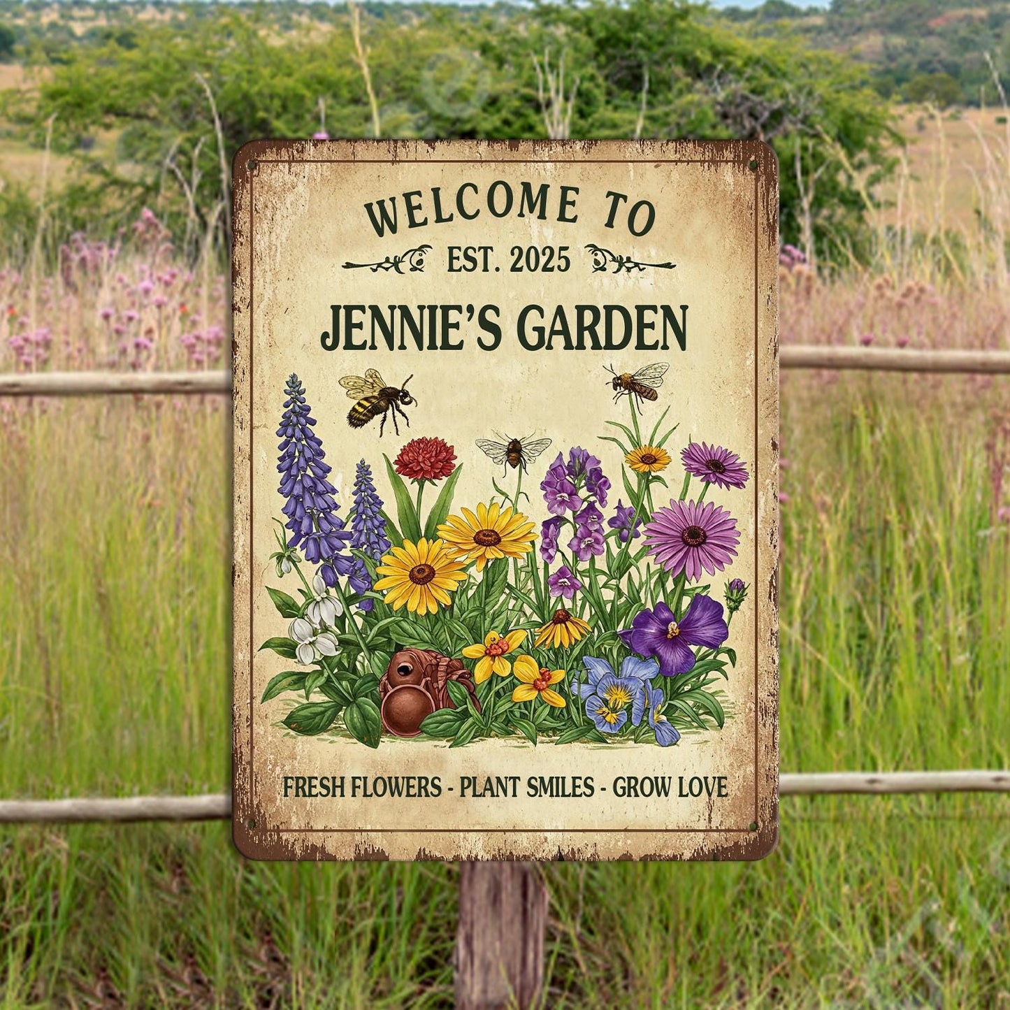 Personalized Garden Sign Custom Garden Name Sign Metal Garden Sign for Outdoor Yard Sign Garden Decor,Lawn Signs, Flower Garden Plaque Stake
