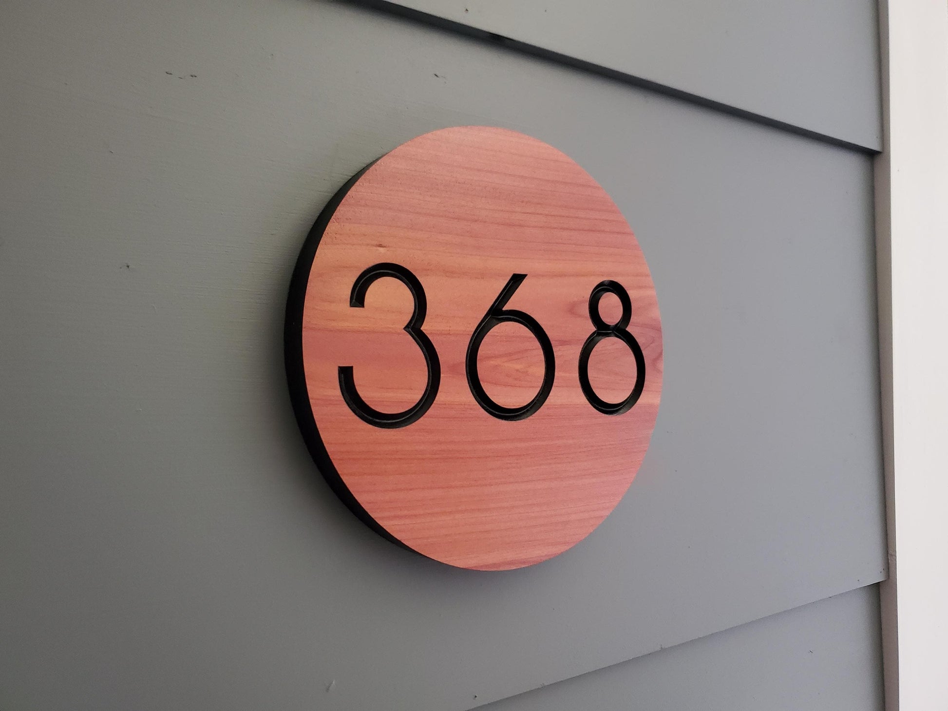 Custom Carved Round House Street Number Plaque, Modern Home Address Sign, Wood Personalized House Address Numbers, Condo Business Easy Mount