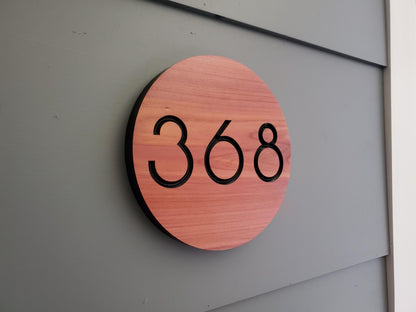 Custom Carved Round House Street Number Plaque, Modern Home Address Sign, Wood Personalized House Address Numbers, Condo Business Easy Mount