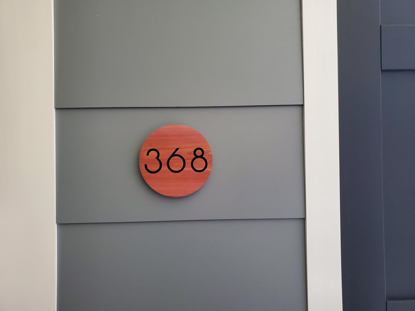 Custom Carved Round House Street Number Plaque, Modern Home Address Sign, Wood Personalized House Address Numbers, Condo Business Easy Mount
