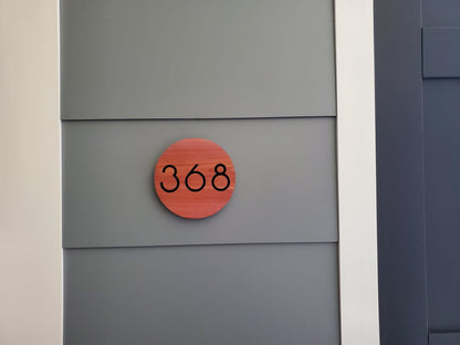Custom Carved Round House Street Number Plaque, Modern Home Address Sign, Wood Personalized House Address Numbers, Condo Business Easy Mount
