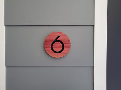 Custom Round House Number Plaques, Modern Home Carved Wood Street Address Sign, Personalized House Address, Mid Century Modern Style, Condo
