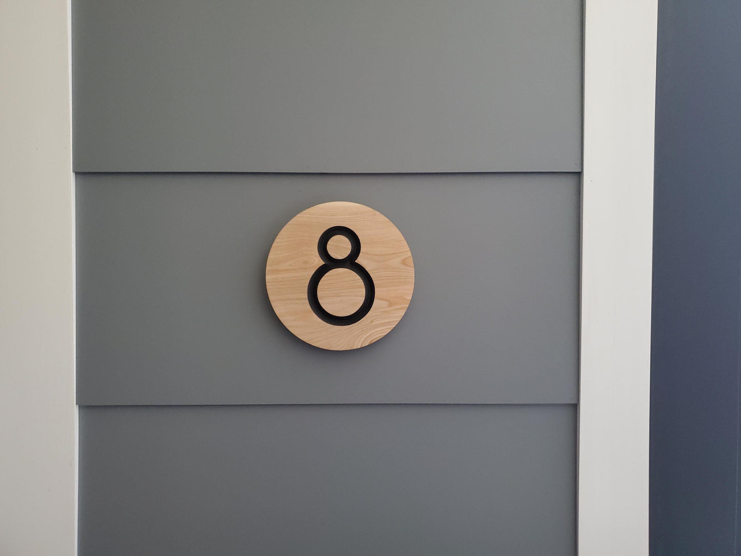 Custom Round House Number Plaques, Modern Home Carved Wood Street Address Sign, Personalized House Address, Mid Century Modern Style, Condo