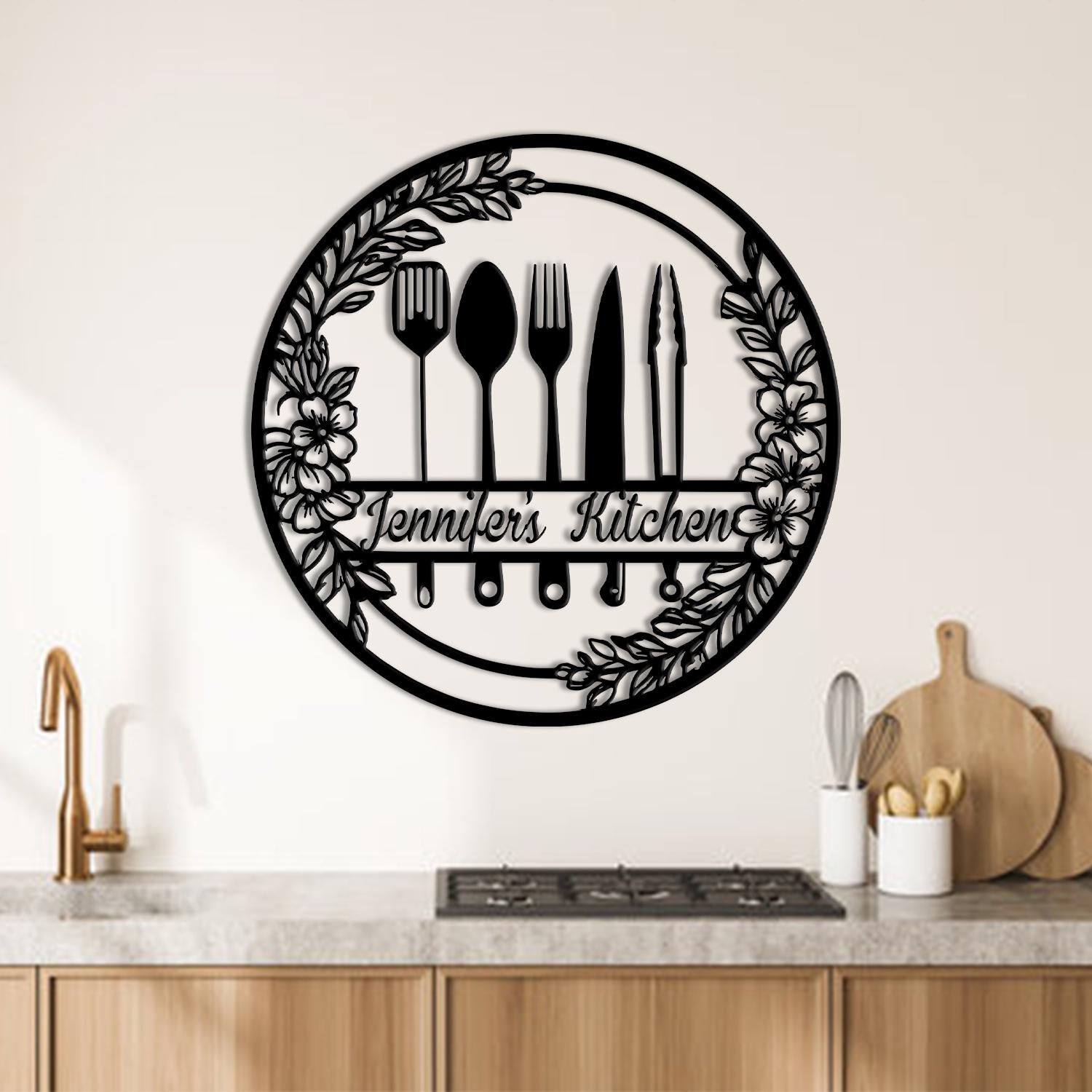 Custom Mom's Kitchen Metal Wall Art Decor, Metal Kitchen Monogram Sign, Custom Kitchen Plaque, Housewarming Kitchen Gift, Mothers day gifts