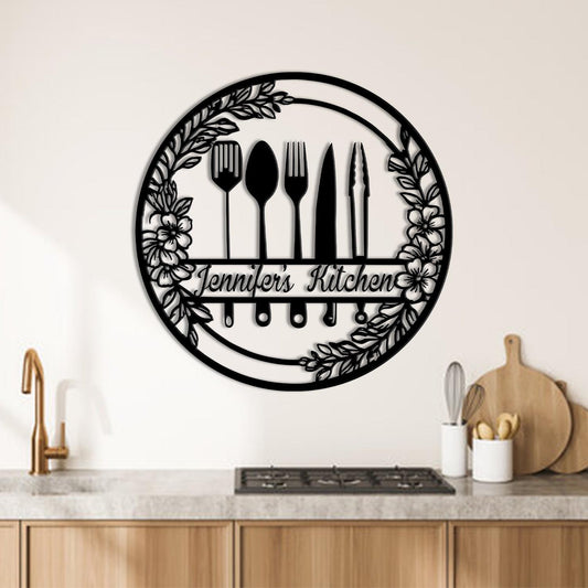 Custom Mom's Kitchen Metal Wall Art Decor, Metal Kitchen Monogram Sign, Custom Kitchen Plaque, Housewarming Kitchen Gift, Mothers day gifts