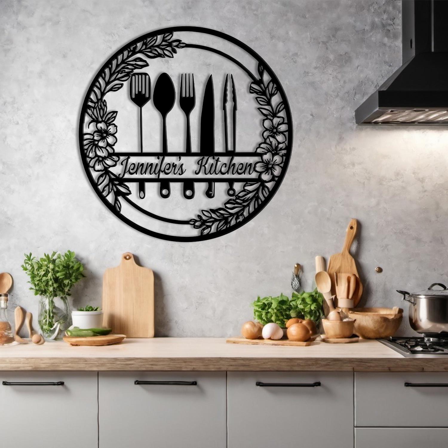 Custom Mom's Kitchen Metal Wall Art Decor, Metal Kitchen Monogram Sign, Custom Kitchen Plaque, Housewarming Kitchen Gift, Mothers day gifts