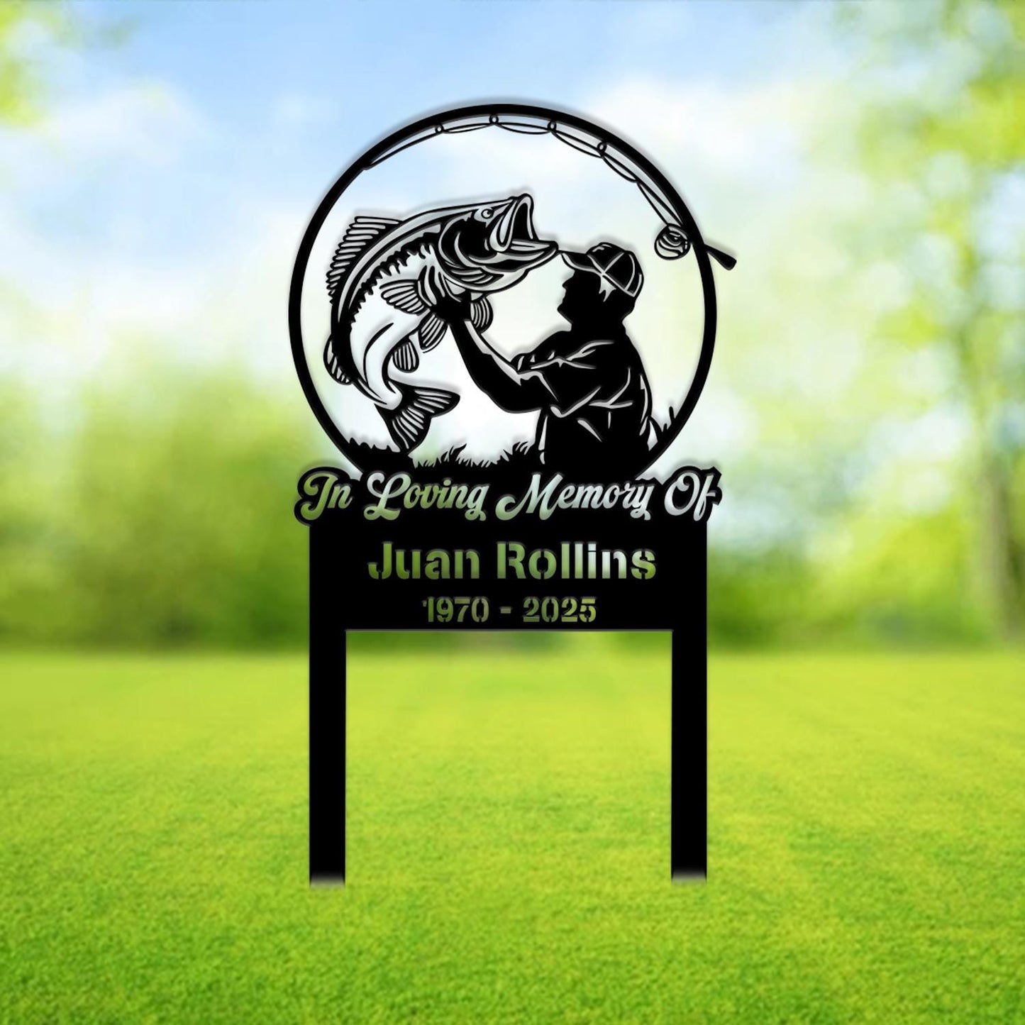 Custom Fisher Memorial Stake, Fishing Memorial Stake, Fisherman Loss, Cemetery Stake, Grave Marker, In Memorial Of Gift, Dad Loss