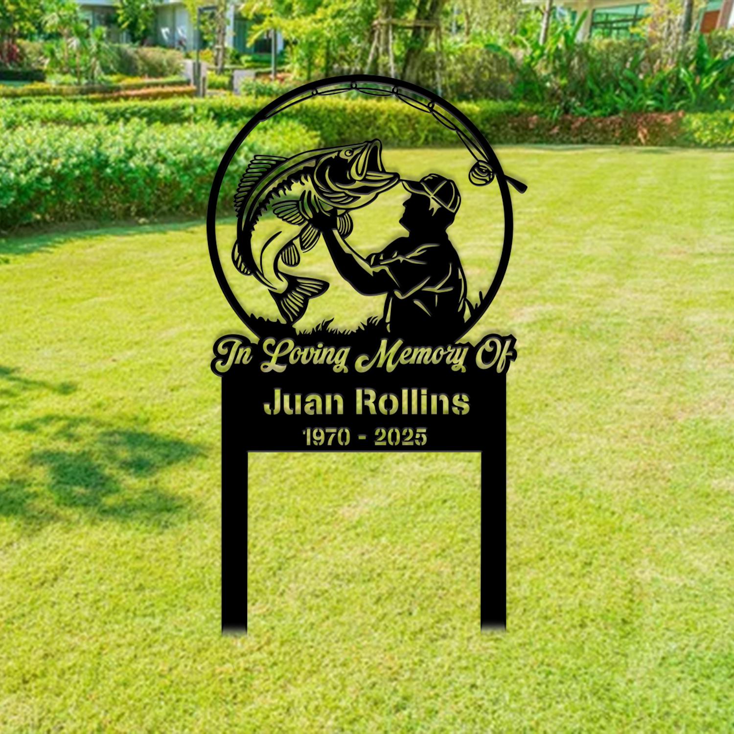 Custom Fisher Memorial Stake, Fishing Memorial Stake, Fisherman Loss, Cemetery Stake, Grave Marker, In Memorial Of Gift, Dad Loss