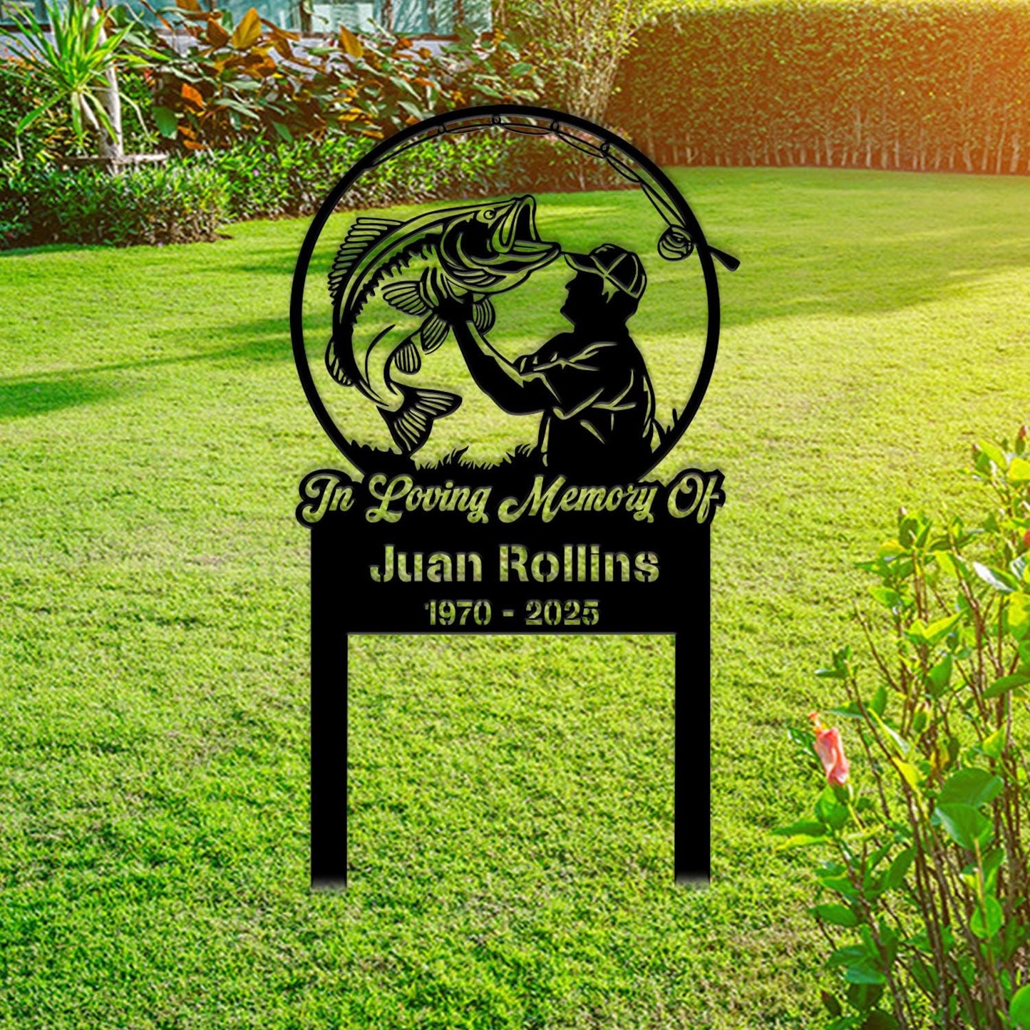 Custom Fisher Memorial Stake, Fishing Memorial Stake, Fisherman Loss, Cemetery Stake, Grave Marker, In Memorial Of Gift, Dad Loss