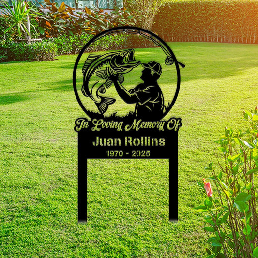 Custom Fisher Memorial Stake, Fishing Memorial Stake, Fisherman Loss, Cemetery Stake, Grave Marker, In Memorial Of Gift, Dad Loss