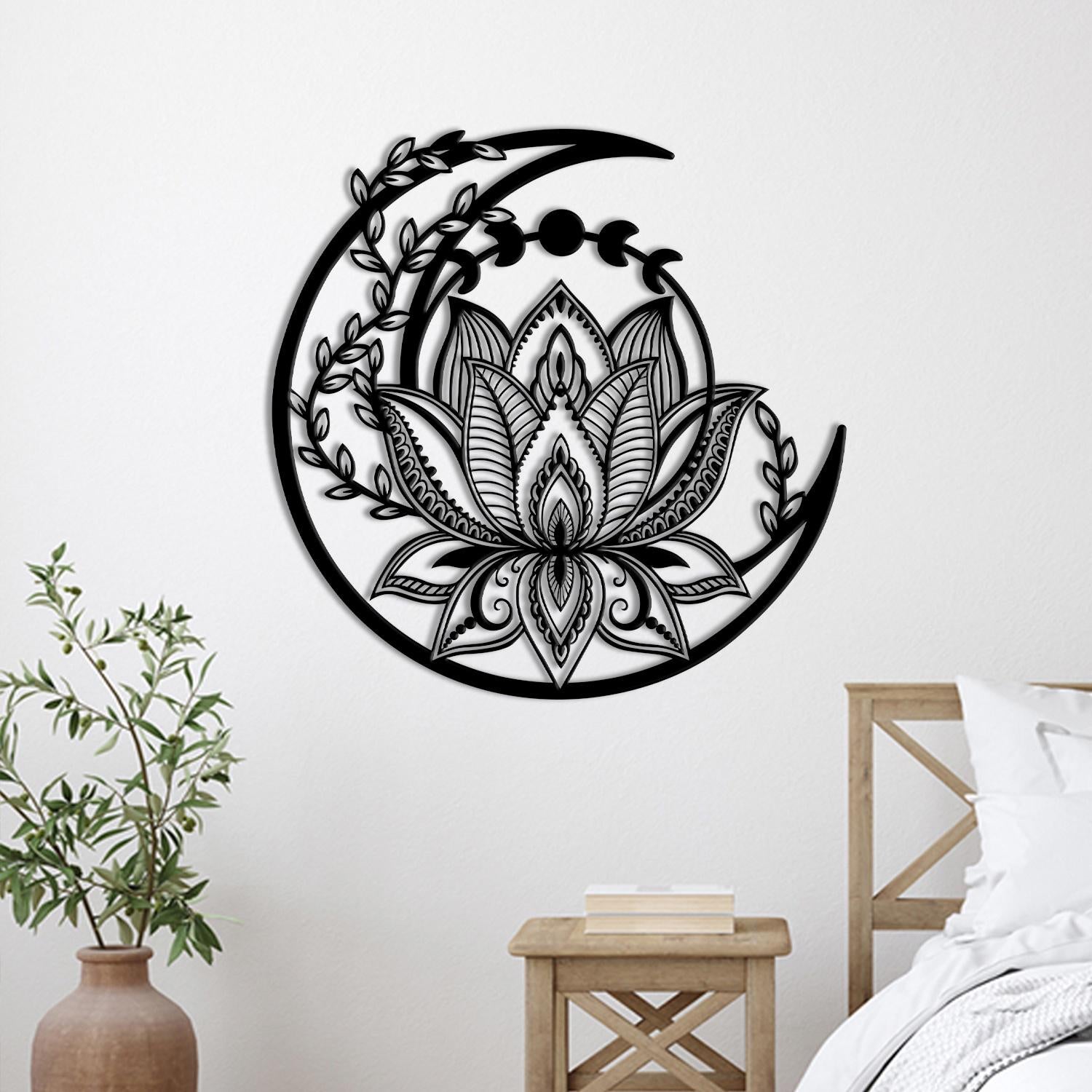Lotus Flower Metal Sign, Lotus Metal Wall Art, Yoga Wall Art, Yoga Gift Yoga Room Decor, Lotus Wall Decor, Mandala Metal Wall Decoration