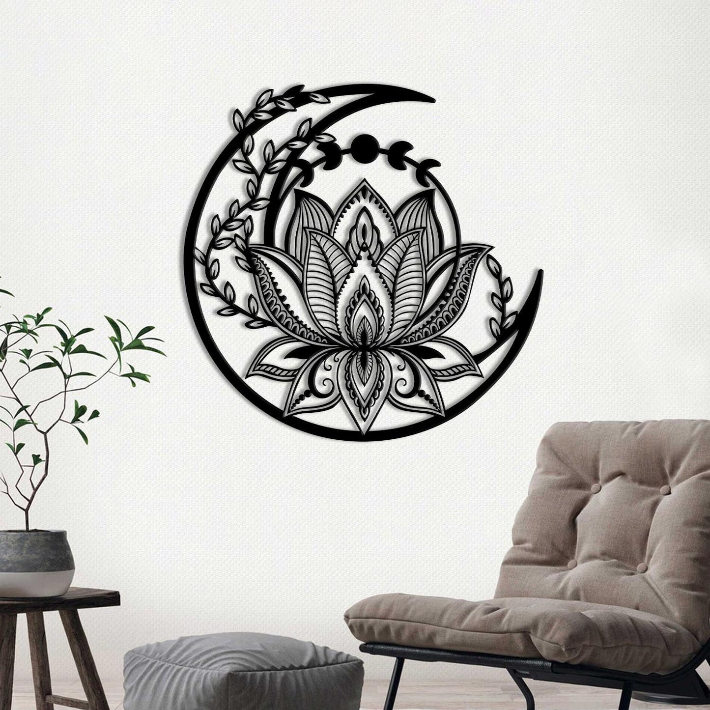 Lotus Flower Metal Sign, Lotus Metal Wall Art, Yoga Wall Art, Yoga Gift Yoga Room Decor, Lotus Wall Decor, Mandala Metal Wall Decoration