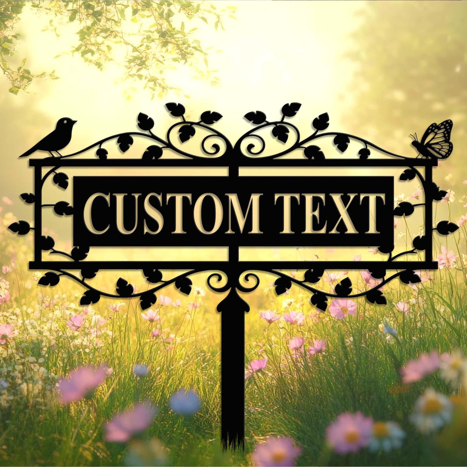 Personalized  Garden Sign with Stake, Metal Bird Garden Sign,Custom Garden Stake, Yard Sign, Yard Decor,Gardener Name Sign,Mom's Garden Sign