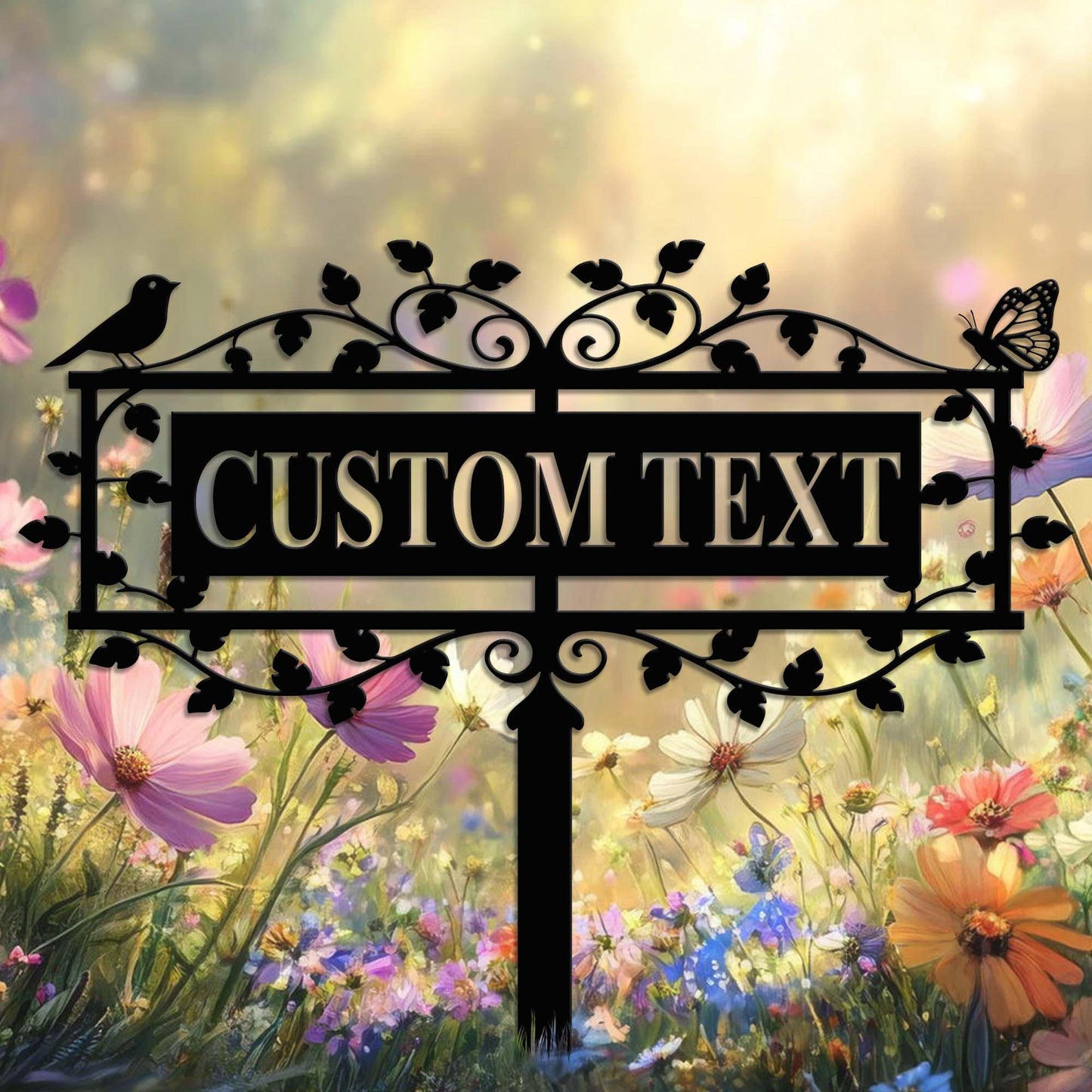 Personalized  Garden Sign with Stake, Metal Bird Garden Sign,Custom Garden Stake, Yard Sign, Yard Decor,Gardener Name Sign,Mom's Garden Sign