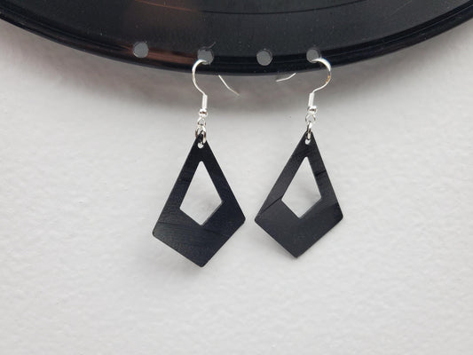Upcycled Earrings Made From Vinyl Music Records, Retro Shape Repurposed Rock And Roll Fashion Jewelry, 90s Vintage Style, Music Lover Gift