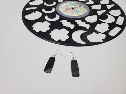 Reclaimed Bar Earrings Made From Music Records, Upcycled Rectangle Drop Earrings, Gift For Music Lover, Rock And Roll Fashion Jewelery