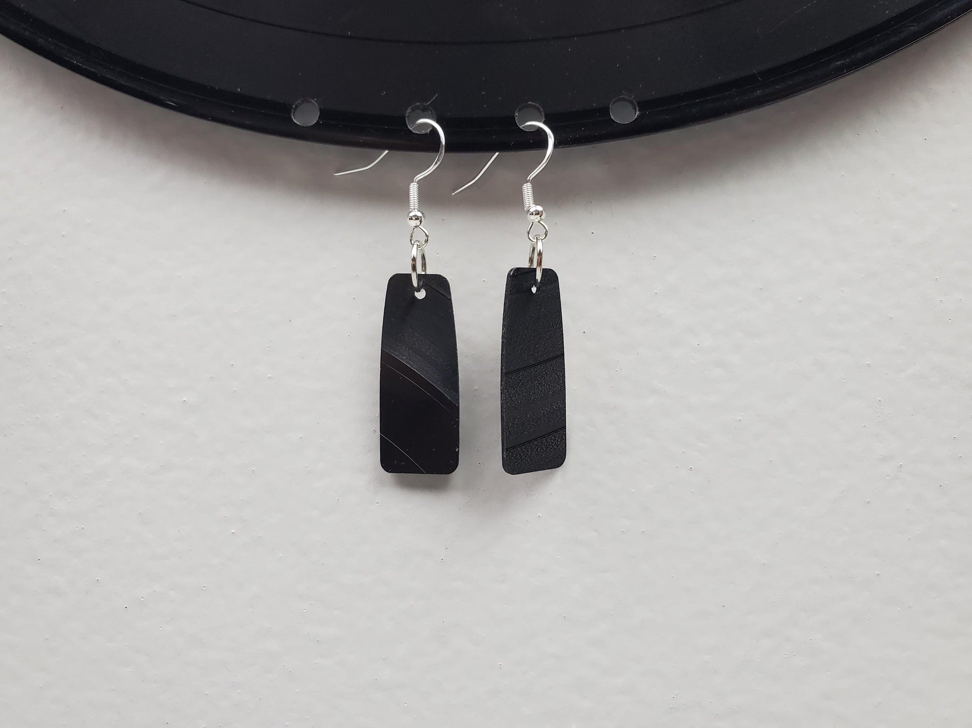 Reclaimed Bar Earrings Made From Music Records, Upcycled Rectangle Drop Earrings, Gift For Music Lover, Rock And Roll Fashion Jewelery