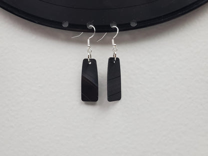 Reclaimed Bar Earrings Made From Music Records, Upcycled Rectangle Drop Earrings, Gift For Music Lover, Rock And Roll Fashion Jewelery
