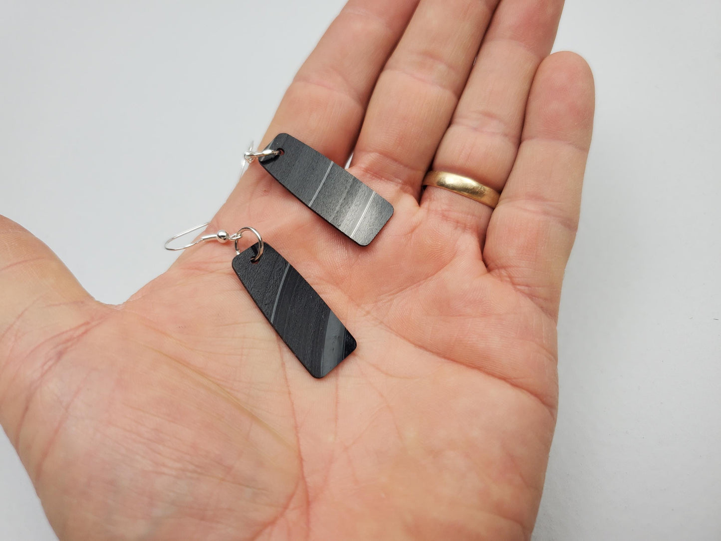 Reclaimed Bar Earrings Made From Music Records, Upcycled Rectangle Drop Earrings, Gift For Music Lover, Rock And Roll Fashion Jewelery