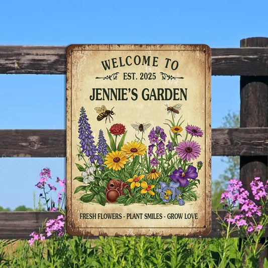 Personalized Garden Sign Custom Garden Name Sign Metal Garden Sign for Outdoor Yard Sign Garden Decor,Lawn Signs, Flower Garden Plaque Stake